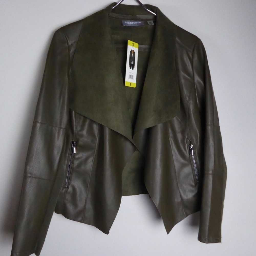 Bagatelle Faux Suede Leather Open Drape Jacket NWT